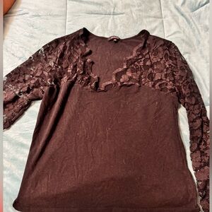 Ambiance Black Lace Accents and Sleeves Blouse